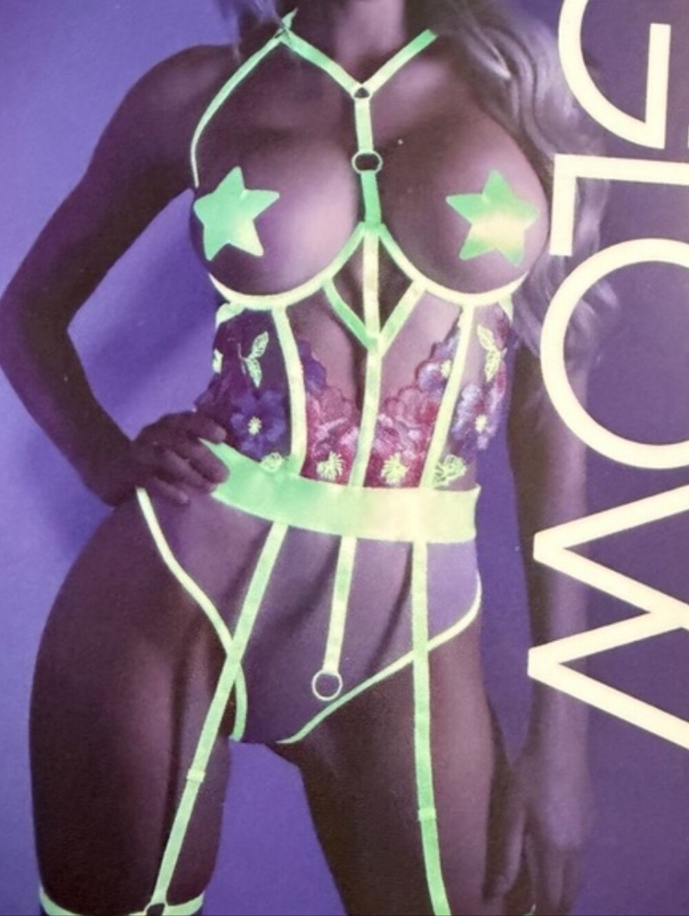 NWT Neon Green Strappy Lace Bodysuit Harness OS